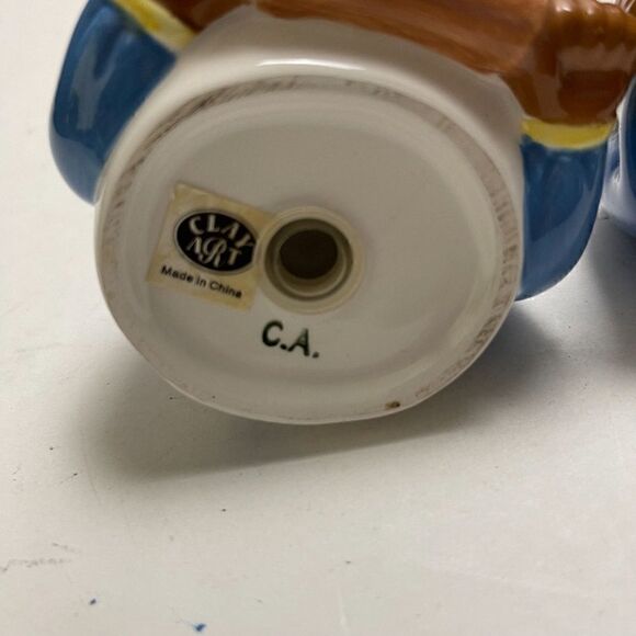 Vintage Clay Art African American Salt and Pepper Shakers Set Rolling Pin Pie - Picture 5 of 5